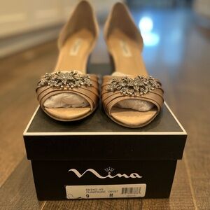 Nina Cream Heels with Crystal Embellishments